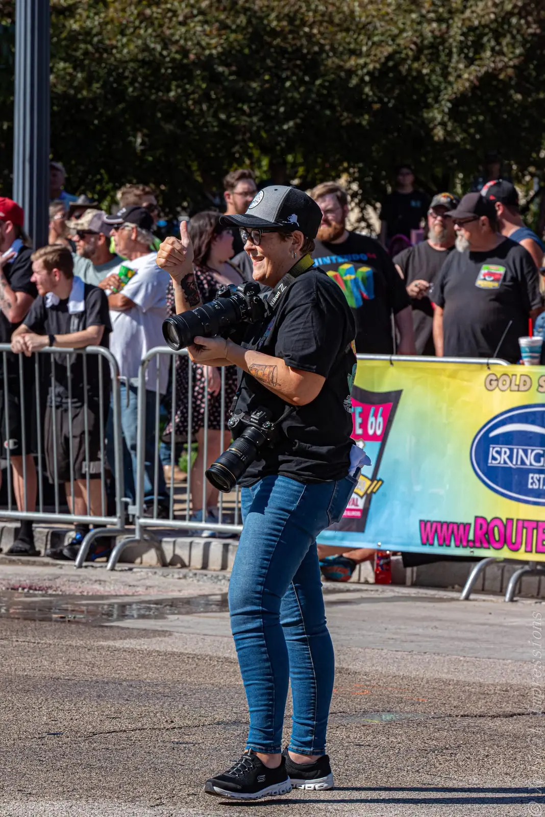 Mindy Pastrovich photographing a live Route 66 event